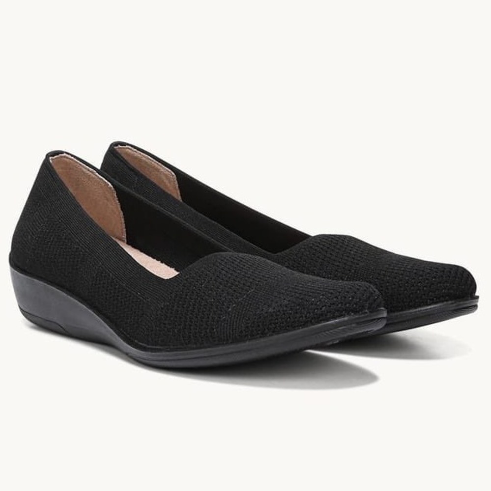 LifeStride Immy Wedge Black Knit Comfort Slip On Shoes Womens 8 M NEW